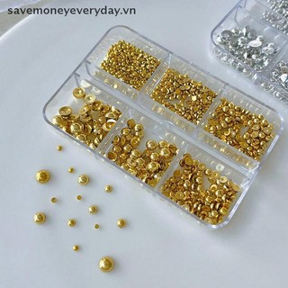 [savemoneyeveryday] 6 Lưới Vàng 3d Bạc Nửa Tròn Quyến Rũ Móng Tay Nghệ Thuật Đinh Tán Kim Loại Trang Trí Móng Tay Nghệ Thuật Cho Móng Tay [vn]