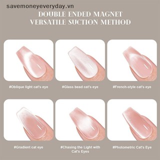 [savemoneyeveryday] Móng tay nghệ thuật từ tính Tay cầm bằng nhôm hình trụ Gel UV Dụng cụ nam châm Dụng cụ thiết kế móng tay hai đầu [vn]