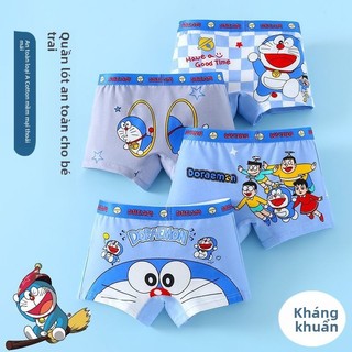 Quần lót bé trai cotton hình Doraemon – Kháng khuẩn, co giãn, êm dịu, 4 chiếc/hộp