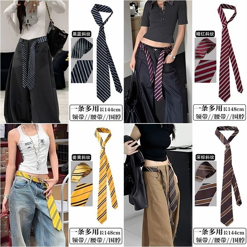 Thắt lưng Unisex khăn lụa sọc cổ điển - Thiết kế thời trang và đa năng