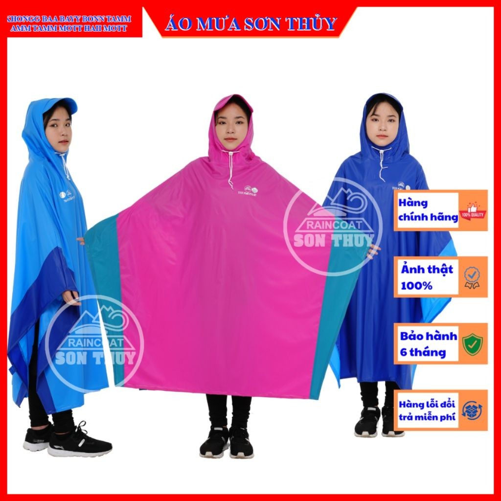 Áo mưa tuổi teen chính hãng Sơn Thủy, áo mưa choàng cho trẻ em 1m4-1m52, áo mưa trẻ em 12-16 tuổi aomuasonthuyhn