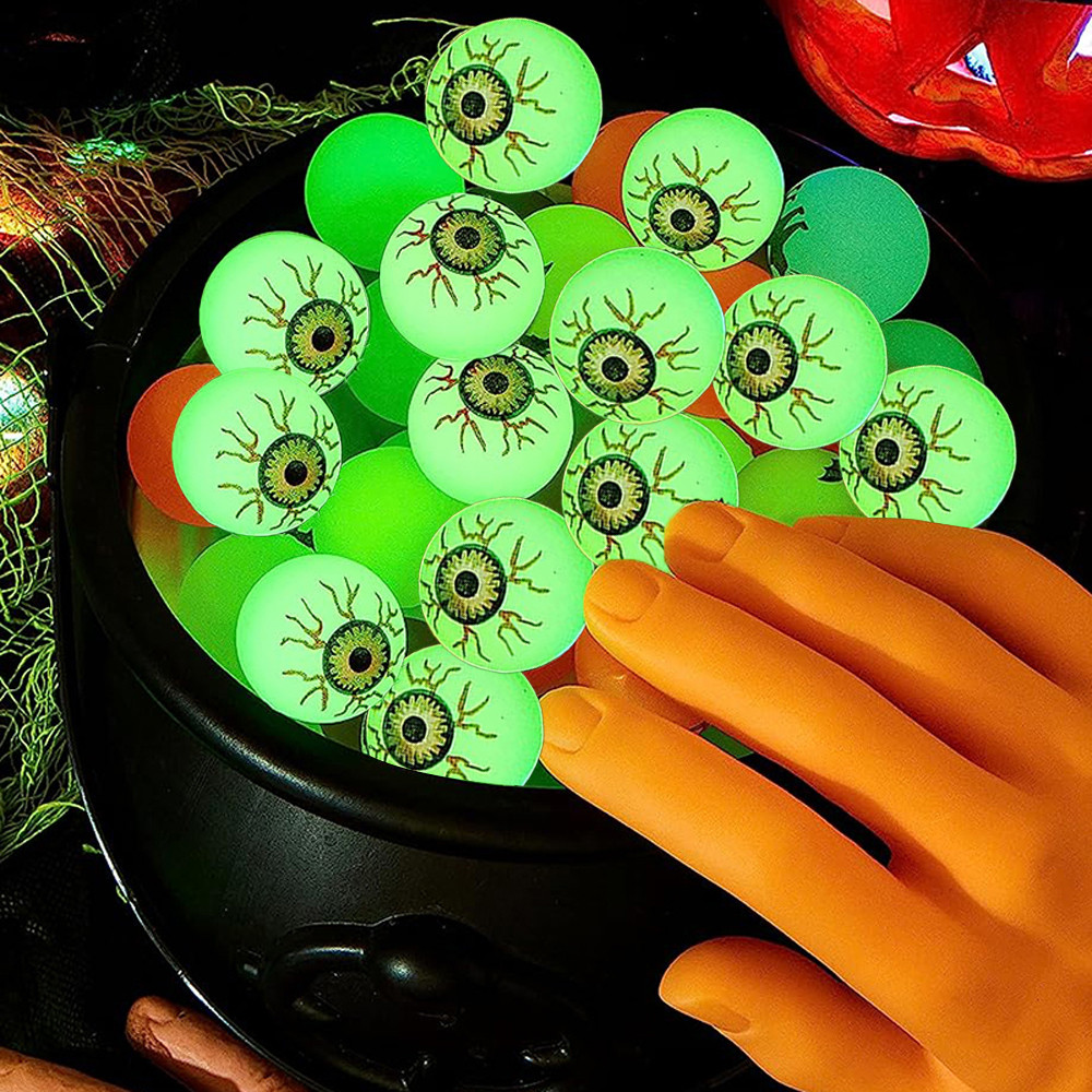 Bóng nhãn cầu dạ quang Halloween quyến rũ - Đồ chơi nảy sáng trong bóng tối rực rỡ - Món quà kỳ lạ cho ngôi nhà ma ám Thanh gia đình trẻ em Halloween