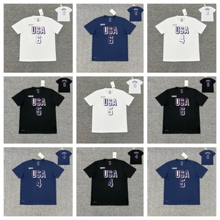 Bộ đồ tập bóng rổ American Dream Team USA với áo thun ngắn tay thoáng khí, phù hợp cho Curry, James và Edwards
