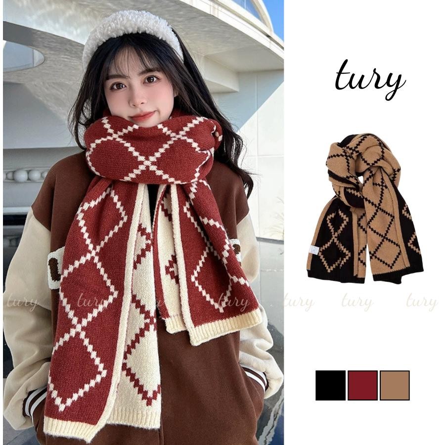 Khăn Quàng Cổ Len Unisex Nam Nữ - Tury - Khăn Len Phối Hình Thôi Giữ Ấm Mùa Đông - LN015