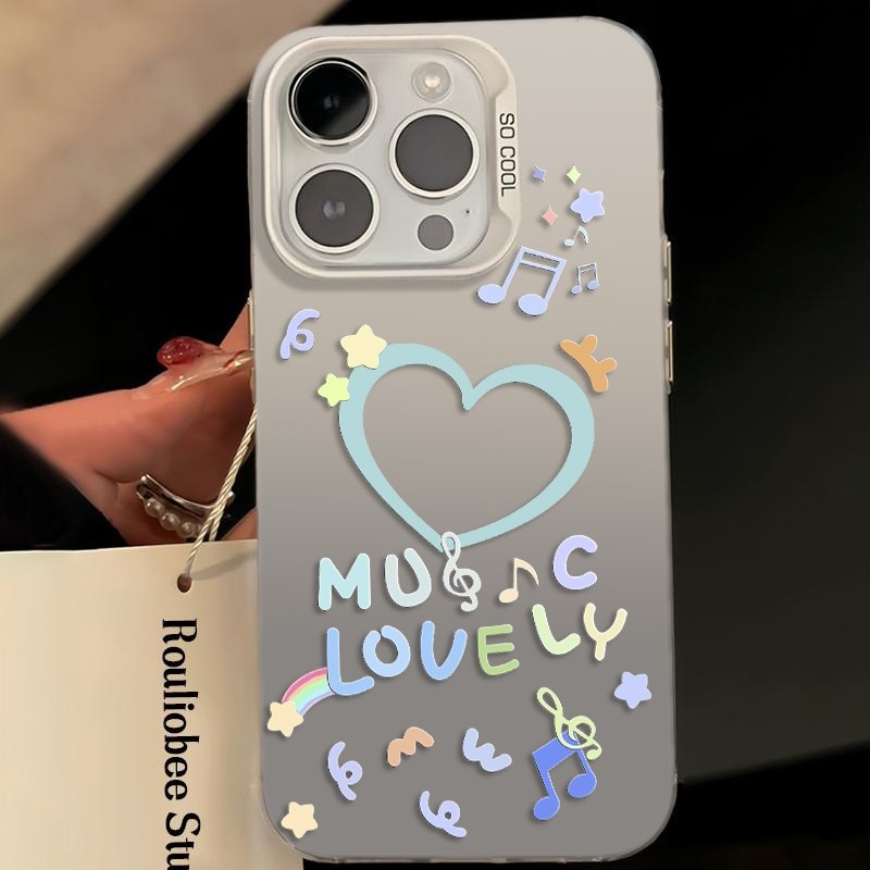 Ốp Lưng iPhone Hình Trái Tim Âm Nhạc Dịu Dàng - Tương Thích 16/15/14/13/12/11 Pro Max, XS Max, X