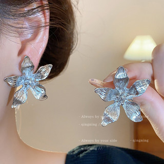 Bông tai hoa họa tiết kim bạc phong cách Âu Mỹ, thời trang sang trọng dành cho nữ