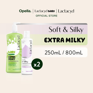 Bộ Sữa Tắm Gội Trẻ Em Lactacyd Baby Extra Milky Size Jumbo 800ml + Chai DDVS Phụ Nữ Lactacyd Soft & Silky 250ml