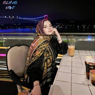Khăn choàng phong cách Bohemian Baroque màu vàng đen, đa dụng quàng cổ/trùm đầu, phù hợp trang phục hàng ngày và abaya.