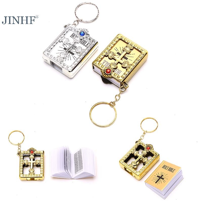JINHF Sách Kinh Thánh Móc Khóa Trang Sức Deco Quà Tặng Chìa Khóa Mặt Dây Chuyền Thánh Giá Mặt Dây Chuyền HOT