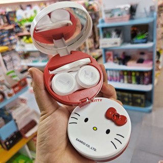 Hộp đựng kính áp tròng Hello Kitty siêu dễ thương, nhỏ gọn, có gương soi và đủ phụ kiện bảo quản lens an toàn