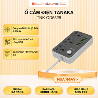 Ổ Cắm Điện Tanaka TNK-OD6325 - 6 Cổng USB - Bảo hành chính hãng 12 tháng