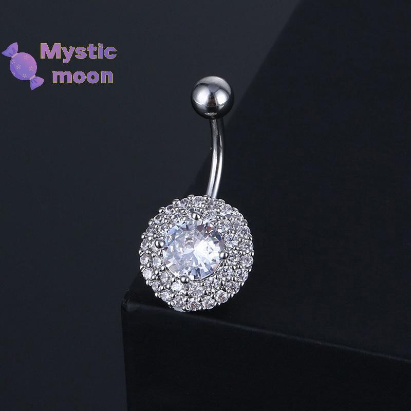 Nhẫn rốn pierce hoa zircon bằng thép không gỉ - Kích cỡ 60-100mm (Mới)