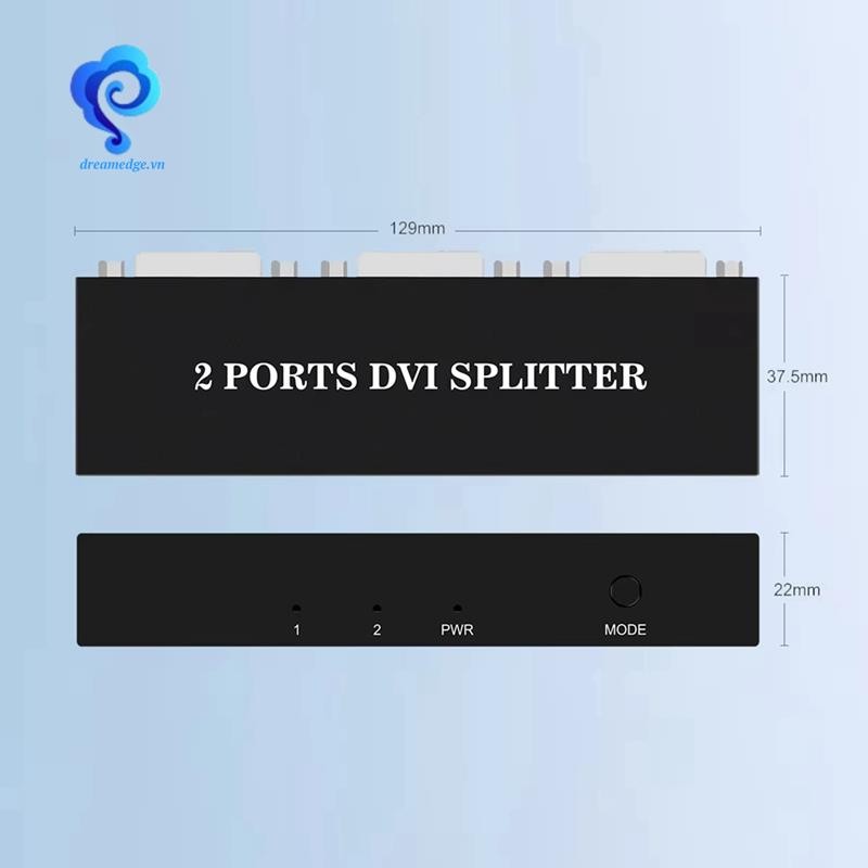 [dreamedge] Bộ chia DVI 1X2 Bộ chuyển đổi mở rộng công tắc 1 đầu vào DVI-D và 2 đầu ra DVI-D Màn hình kép để hiển thị máy tính