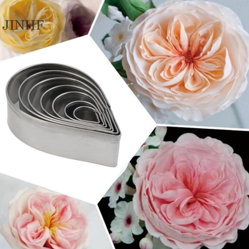 JINHF 7 Cái / bộ Thép Không Gỉ Chất Lượng Cao Hoa Hồng Cánh Hoa Cookie Cắt Khuôn Bánh Ngọt Khuôn Sugarcraft Bánh Dụng Cụ HOT