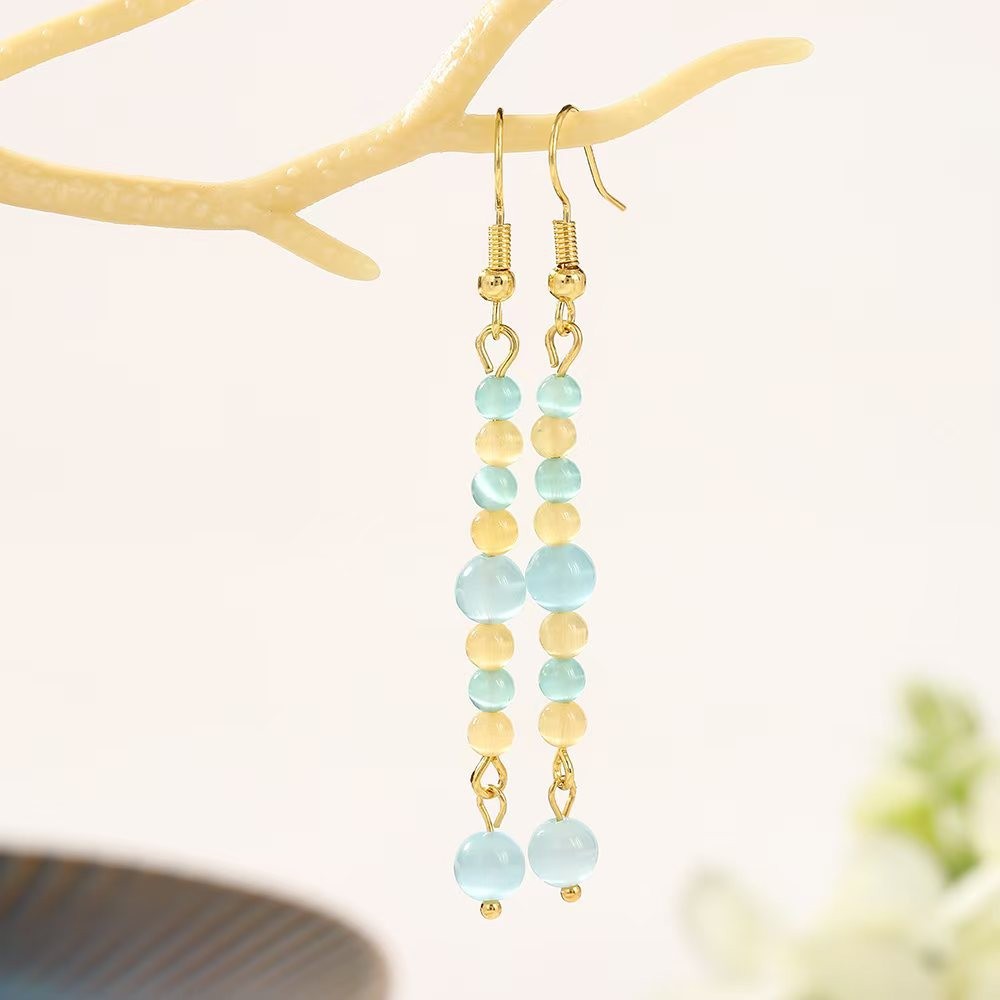 Mỏng hơn opal bông tai tròn nhiều màu sắc, handmade nhẹ sang trọng