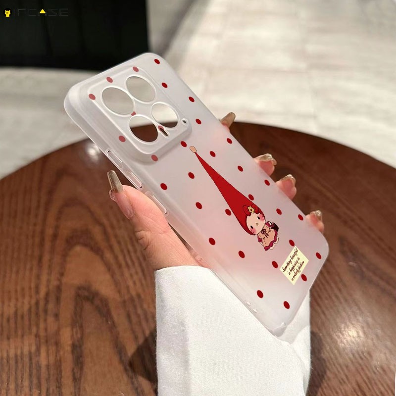Dành Cho Xiaomi 15T Pro Civi 5 4 Pro 14 Civi 3 2 1S Mix 4 Ốp Điện Thoại Mũ Dài Dễ Thương Hello Kitty Mèo Chấm Bi Rượu Vang Đỏ Năm Mới Hoạt Hình Trắng Trong Suốt Vỏ Mềm