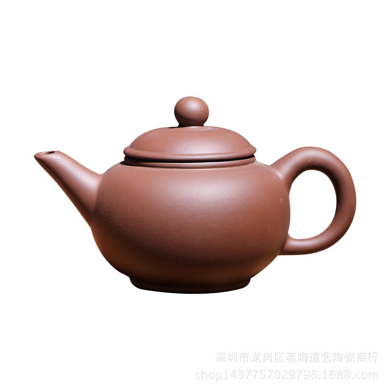 Ấm trà đất sét Cinnabar Zisha 130ml, kiểu dáng ngang, phù hợp pha trà tại nhà, bộ Kung Fu TYIL