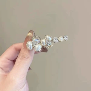 MAUROPOLI Phong Cách Trung Hoa Ngọc Trai Thanh Lịch Hoa Kẹp Tóc Phong Cách Mới Trán Tóc Gãy Mỏ Vịt Kẹp Thời Trang Sang Trọng Kim Cương Giả Bên Nổ Kẹp