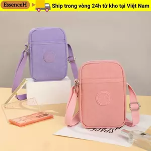 Túi đựng điện thoại ESSENCEH, Túi đựng thẻ vải dung tích lớn, Ví đựng tiền xu có dây kéo di động dành cho nữ