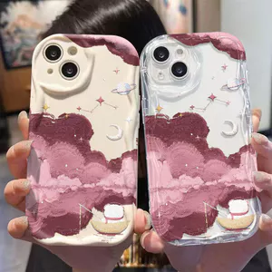 Ốp Lưng Cho Realme C65 C63 C55 C53 C51 C35 C30 C21Y C25 C25S C20 C15 C12 C11 5 5S 5i 6i Note 50 Narzo 20 30A Kem Vồng Cong Edge Motif Pink Cloud NYK437