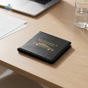 Nam Da PU Thẻ Ngắn Đựng Ví Doanh Nhân Có Thể Gập Lại In Logo Cổ Điển