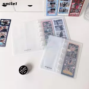 Hộp đựng thẻ ảnh SMILE, Album ảnh lỗ nấm lá rời, Chất kết dính bộ sưu tập thẻ thần tượng dọc trong suốt đơn giản