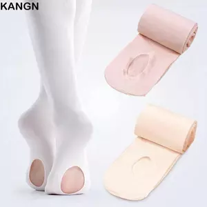 Quần Ballet KANGN, Quần Legging Ballet Chuyển Đổi Lỗ 60D, Vớ Khiêu Vũ Trắng Khỏa Thân Cho Bé Gái
