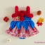 Bộ áo liền quần bé gái Màu sắc tương phản Fuzzy Trim Chú hề Trang phục liền thân ngày lễ dễ thương