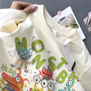 （Giao hàng 24h）Angela áo phông nữ quả mơ form rộng local brand mùa hè áo phông unisex 100%Cotton