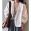 Áo khoác Cardigan Ramie cao cấp dành cho nữ mùa hè mỏng nhỏ dáng rộng áo sơ mi trắng