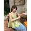 Áo Vest cổ dây phong cách Trung Quốc mới phong cách Trung Quốc Áo sơ mi không tay cao cấp dành cho nữ mùa hè Áo sơ mi trẻ em màu xanh lá cây đẹp