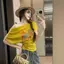 Áo thun in hình phong cách mới mùa hè Thiết kế Sense Niche Tops All-Match Slimer Look Thời trang Nữ phong cách Hồng Kông Dop