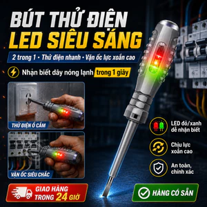 ⚡Ship Nhanh⚡Tuốc vít thử điện lực xoắn cao | Bút thử điện LED sáng màu | Bút điện đo ngắt mạch chuyên dụng