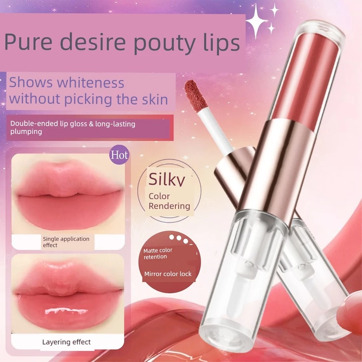 son bóng lì lâu trôi son bóng chính hãng Son môi hai đầu Men Lip Mud Matte Mirror Surface Water Glossy Toot Lip Cream Lip Gloss Not Easy Tostick Cup Make
