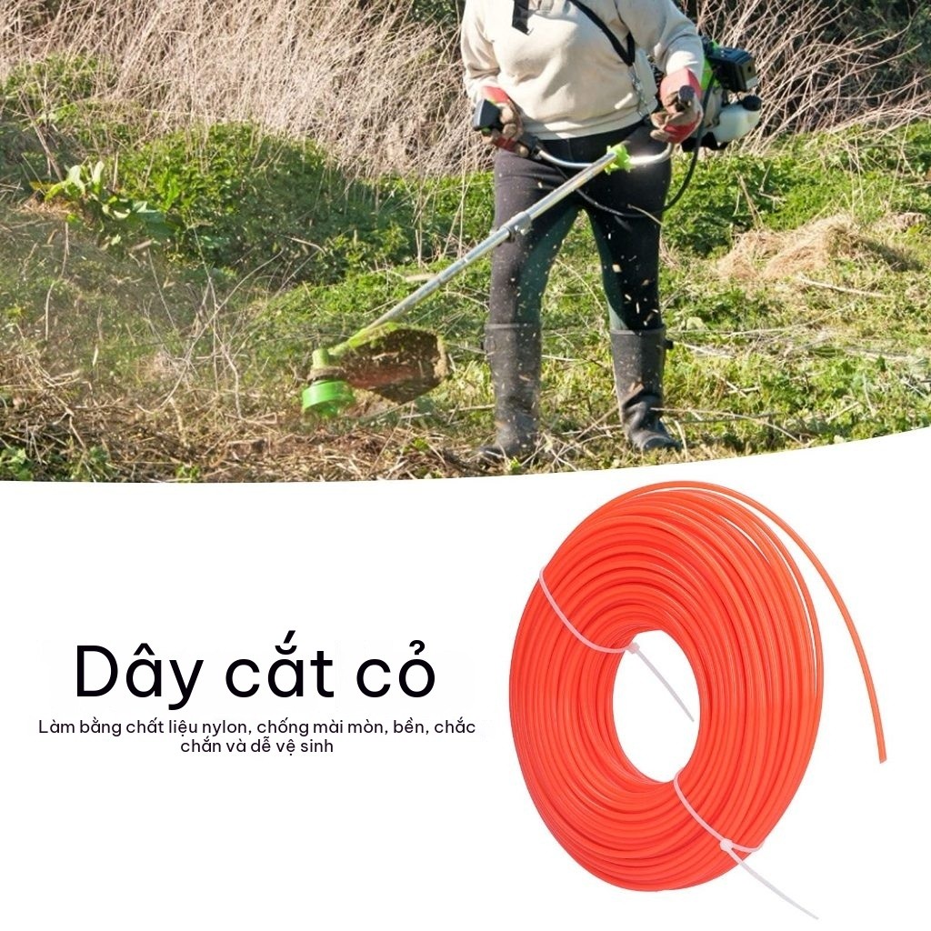 Dây cước cắt cỏ 10m siêu bền 2.4mm 3.0mm tròn lõi thép, cước máy cắt cỏ siêu dai chống đứt