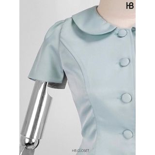 HB - Set bộ áo peplum cổ seᵰ chân váy chữ A phối nơ phong cách tiểu thư sang trọng S152