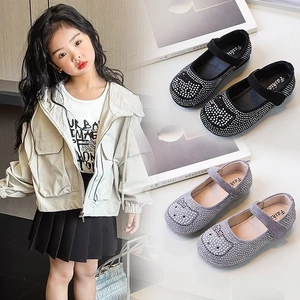 Giày bé gái công chúa thời trang ngọt ngào mèo Kitty pha lê dễ thương ngọt ngào（size23-34）