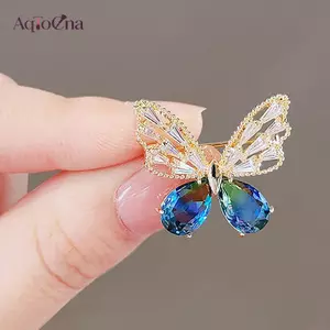 AqToCna Mới Bướm Thổ Cẩm Dành Cho Nữ Quyến Rũ Pha Lê Thổ Cẩm Chân Tiệc Cưới Quà Tặng Quần Áo Phụ Kiện Trang Sức Quà Tặng AqToCna