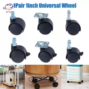 HFTOY 1 Cặp 1 Inch Bánh Xe Đa Năng Xoay Bánh Xe Con Lăn Nội Thất Ghế Văn Phòng Bánh Xe Có Phanh Cho Phụ Kiện Hành Lý ~
