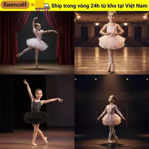 ESSENCEH Bé Gái Ballet TuTu Đầm, Váy Ba Lê Dài Tay Sequin Trẻ Em, Đầm Hoàng Tử Mềm Mại Chuyên Nghiệp Trang Phục Khiêu Vũ Ballerina Cổ Tích Đầm Thi