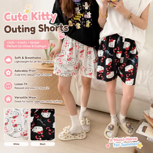 Quần short ngủ thời trang Hàn Quốc dành cho nữ Họa tiết mèo nhện Quần short mặc nhà thông thường Quần short Pyjama