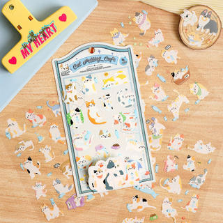 ENWEI 4 Chiếc [Dòng Bạn Thú Cưng Dễ Thương] Cool Puppy Meow Tribe Phong Cách Dễ Thương Tạp Chí Chất Liệu Miếng Dán Gói Văn Phòng Phẩm Trang Trí