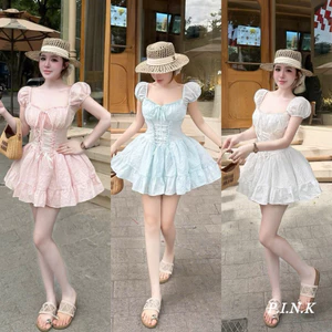 ĐẦM XÔ THÊU CỘT NƠ ĐAN DÂY XOÈ BYJOLIE