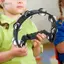Guansfs Tambourine cho trẻ em Bộ gõ bằng nhựa Tambourines cầm tay với 4 chuông leng keng Chuông hình bán nguyệt Nhạc cụ dành cho người lớn Trường học và bữa tiệc