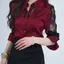 Áo Sơ Mi Đỏ Nữ Phong Cách Mới Cao Cấp Ánh Sáng Sang Trọng Pháp Thời Trang Tính Khí Áo Sơ Mi Nữ Gợi Cảm Ren Khâu Top Nữ