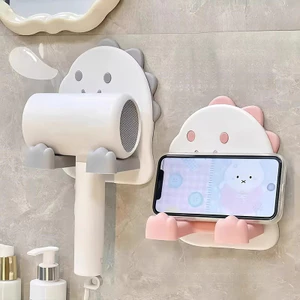 Giá máy sấy tóc theo phong cách tối giản hiện đại, kệ đựng đồ đa chức năng treo tường không khoan