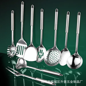 Bộ dụng cụ nhà bếp bằng thép không gỉ 430 Bộ chín mảnh Nhà hàng khách sạn Dụng cụ nhà bếp Thìa Thìa Canh Thìa Rây Lọc Trọn Bộ VJ11