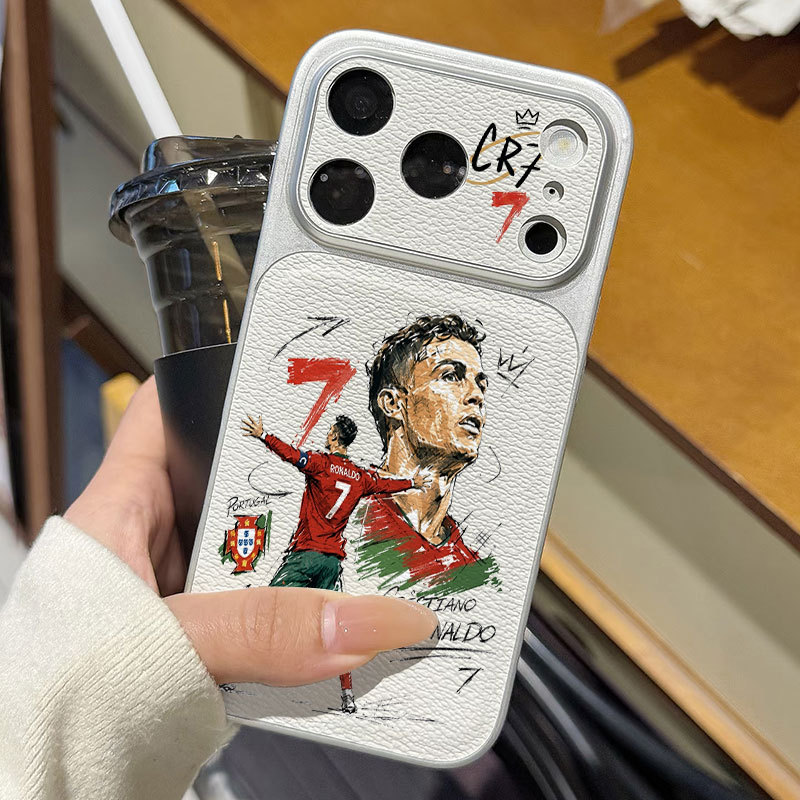Ốp lưng iPhone Họa tiết da phong cách mạ Bồ Đào Nha số 7 Ronaldo iPhone 17 16 15 14 13 12 11 Pro Max Plus Max