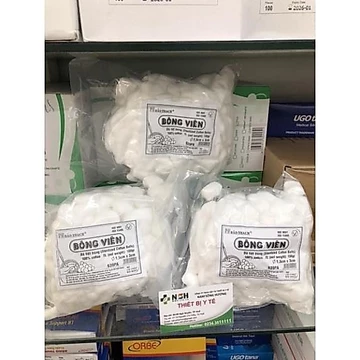 TÚI 100gr và 50gr BÔNG GÒN VIÊN BẢO THẠCH TIỆT TRÙNG GÓI 100gr, BÔNG GÒN Y TẾ DẠNG VIÊN BẢO THẠCH 3cm x 3cm