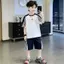 Bé trai (120-180) Áo thun ngắn tay mỏng đẹp trai phong cách mới mùa hè + Quần Short Bộ đồ thể thao